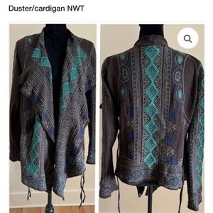 Elegant Johny Was Bija Black and Teal Patterned Women's Blazer